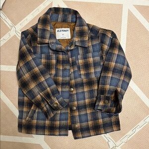 Old Navy Blue and Brown Pea Coat Cozy and Stylish